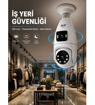 Mey İthalat® Wi-Fi Çift Lens Ampul Kamera Akıllı Ev Güvenliği