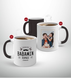 BK Gift Kişiye Özel Babalar Günü Hediyesi Fotoğraflı Sihirli Kupa Bardak-28 (Beyaz)