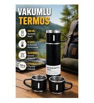 500 ml Paslanmaz Çelik Vakumlu Termos – Sızdırmaz Kapak, 8 Saat Isı Koruma, Taşınabilir Set