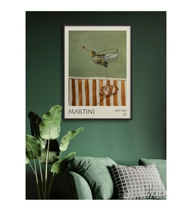 Tekli Çerçeveli Tablo Martini Art Poster Tablo TK/702 (Düz Siyah)