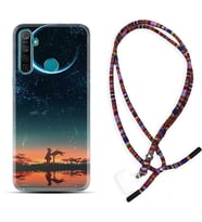 Realme 5i 5 Pro 6i 7 Pro 8 Kılıf Boyun Asklı Rasta Silikon Ay ve Kız 1720