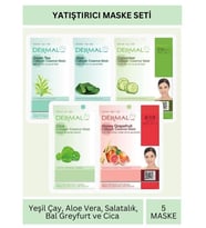 Dermal Yatıştırıcı Etkili Yeşil Çay Aloe Salatalık Cica Bal Özlü Maske Seti 23gr x 5Adet