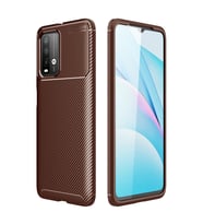Xiaomi Redmi 9t Kılıf Auto Focus Karbon Kapak - Kahverengi