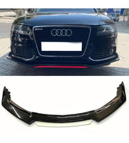 Audi A4 B8 Beyaz Renkli Şeritli Dilli Ön Lip 4 Prç Parlak Siyah ABS