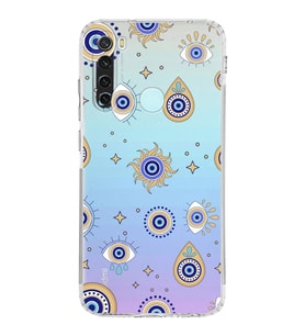 PrintiFy Xiaomi Redmi Note 8 ile Uyumlu Nazar Boncuğu 5 Baskılı Kamera Korumalı Şeffaf Silikon Kılıf