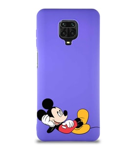 Xiaomi Redmi Note 9S Soft Premier Kapak Mickey Mouse-F Tasarımlı Silikon Kılıf - Mor (Şeffaf)