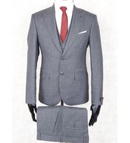 Jan Carlucci Slim Fit Sivri Yaka-Çift Yırtmaç  Açık Gri Drop 6 Yelekli Takım Elbise