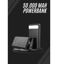 Taşınabilir Powerbank 50.000 Mah 4 Girişli Hızlı Şarj Led Göstergeli Fenerli Şarj