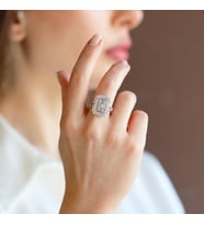 Sky Diamond Baget Kesimli Gümüş Yüzük