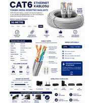CAT6 Ethernet Kablo 50 Metre