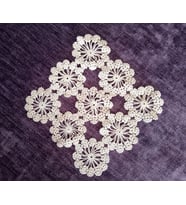 EL İŞİ DANTEL ÇİÇEKLİ TIĞ İŞİ BEJ 16X17cm