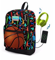 Coral High Erkek Çocuk Siyah Basketbol Toplu Usb Şarjlı Kulaklık Çıkışlı Okul Sırt Çantası 23281