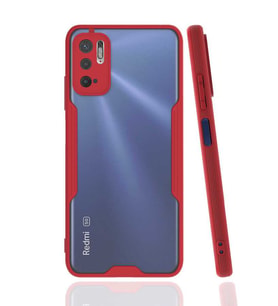 Xiaomi Redmi Note 10 5G Kılıf kamera Korumalı Arkası Şeffaf Silikon (Kırmızı)