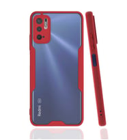 Xiaomi Redmi Note 10 5G Kılıf kamera Korumalı Arkası Şeffaf Silikon (Kırmızı)
