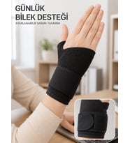 Siyah El Bilek Desteği Cırtlı Ayarlanabilir Başparmak Geçişli Bileklik Spor Bandajı