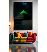 NEON PİRAMİTLER V1 Ev Duvar Salon Güzellik Salonu Ofis Dükkan Dekarasyon Kanvas Tablo (Çok Renkli)