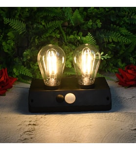 Sensörlü Solar İkili LED Ampul Lamba - Çift Başlıklı - Güneş Enerjili Aydınlatma