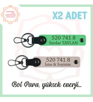 Pudra- F Yeşil, İsminiz Yazılı, 520 741 8 Bolluk ve Başarı Sayılı, Hediyelik  Enerji 2'li Anahtarlık (Çok Renkli)