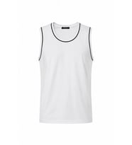 Ön Unisex Pamuklu Bisiklet Yaka Kolsuz Atlet Kontrast Biyeli Regular Fit - Beyaz