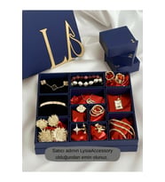 12’li Advent Calender Hediye Seti - 12 Adet Gold Renk Çelik Takı - Lacivert Hediye Kutusu