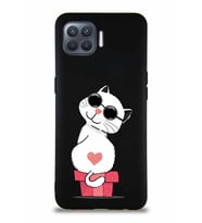 Oppo Reno 4 Lite Soft Premier Kapak Coolcat Tasarımlı Silikon Kılıf - Siyah (Şeffaf)