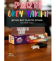Büyük Boy Okey Takımı 42 Cm Plastik Istakalı Melamin Taşlı Parti Hobi Oyun Seti