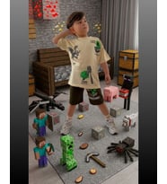 Cg Kids Minecraft Erkek Çocuk Tshirt & Şort Alt Üst Takım Süper Kalite Sırt Baskı Detay