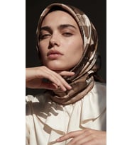 Levidor Kristal Eşarp Asimetrik Desen Kahve