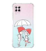Huawei P40 Lite Uyumlu Köşe Korumalı Antişok Kapak Aşk Tasarımlı Şeffaf Silikon Kılıf