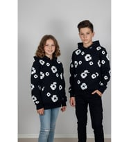 Unisex Kız/Erkek Pamuk Kapüşonlu Denim Tears Baskılı Yüksek Kaliteli Sweatshirt (3-15 Yaş) Siyah 6-7 Yaş