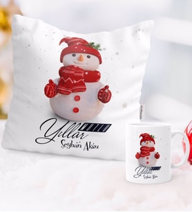 BK Gift Kişiye Özel Yılbaşı Mutlu Yıllar Tasarımlı Yastık Kupa Seti - 2