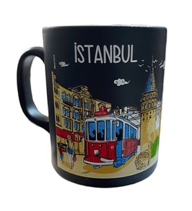 İstanbul Siluet Baskılı Kupa Bardak Siyah