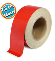 Reflektörlü Reflektif Fosforlu Şerit Bant Kırmızı Düz Reflekte Uyarı İkaz Bandı 7.5 CM 1 METRE
