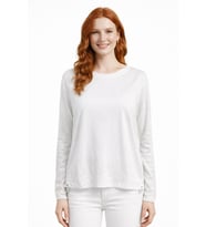 Beyaz Bisiklet Yaka Etek Ucu Stoperli Oversize Sweatshirt