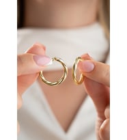 925 Ayar Gümüş Gold Kaplama 20 mm Burgu Model Şarnel Halka Küpe