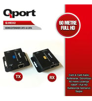 QPORT Q-HEX2 HDMI EXTENDER CAT6 60M 2 Lİ PAKET (ADAPTÖR DAHİL)