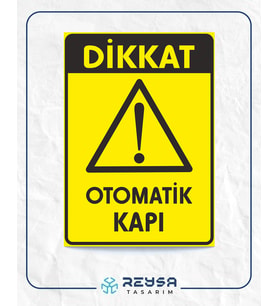 Dikkat Otomatik kapı Sticker 20X28 Cm