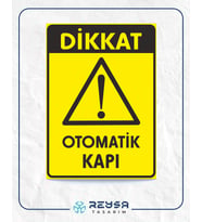 Dikkat Otomatik kapı Sticker 20X28 Cm