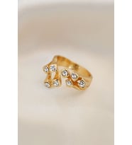 Ayarlamalı Gold Metal Kare Zirkon Taşlı Yüzük (Çok Renkli)