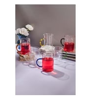 6LI RENKLİ KULPLU CAM KUPA 325ML