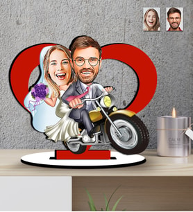 Sevgililer Günü Hediyesi -Yılbaşı Hediyesi    Kalpli Karikatür   Mdf  Biblo (Çok Renkli)