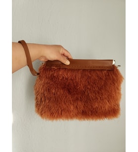 Elegance , Taba, Yaylı Burslu, Tavşan Tüyü, Kadın, Clutch Çanta