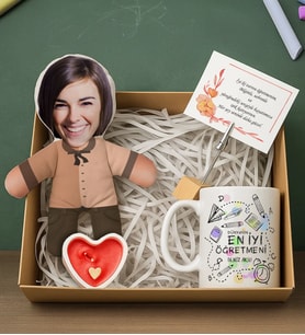BK Gift Kişiye Özel Kadın Öğretmen Bebek Yastık & Kupa Bardak & Mum & Notluk -3, Öğretmenler Günü, Öğretmene Hediye