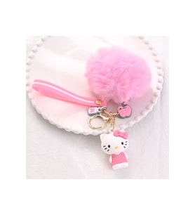 Hello Kitty Kuromi Peluş Ponpon Silikon Anahtarlık Çanta Süs Charm Y2k Anime Hediyelik