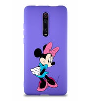 Xiaomi Mi 9T Soft Premier Kapak Minnie Mouse-F Tasarımlı Silikon Kılıf - Mor (Şeffaf)