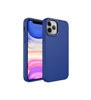 Apple iPhone 12 Pro Uyumlu Kılıf Metal Çerçeve ve Buton Tasarımlı Silikon Zore Luna Kapak (Lacivert)
