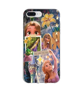 Iphone 7 Plus ve 8 Plus Uyumlu Rapunzel Kolaj Tasarımlı Şeffaf Telefon Kılıfı
