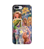 Iphone 7 Plus ve 8 Plus Uyumlu Rapunzel Kolaj Tasarımlı Şeffaf Telefon Kılıfı