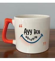 Ayy Benim Gülerim Baskılı Turuncu Kulplu D Kupa