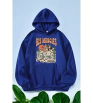 His Mercies Baskılı Oversize Sweatshirt (Mavi)